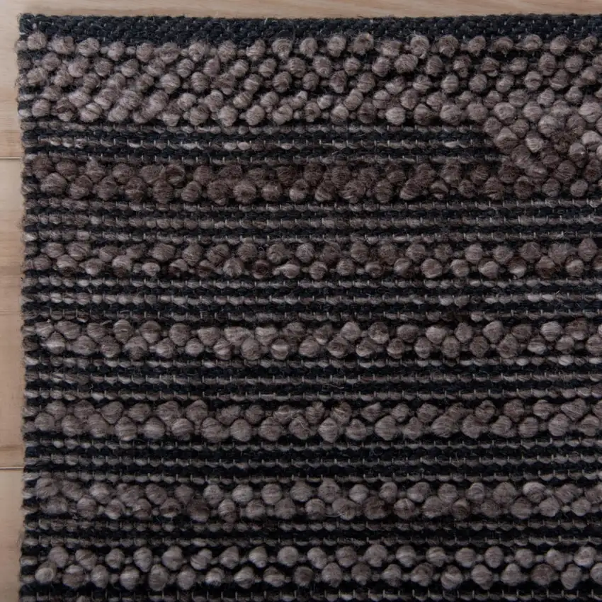 Charcoal And Gray Geometric Hand Woven Area Rug With UV Protection Photo 2