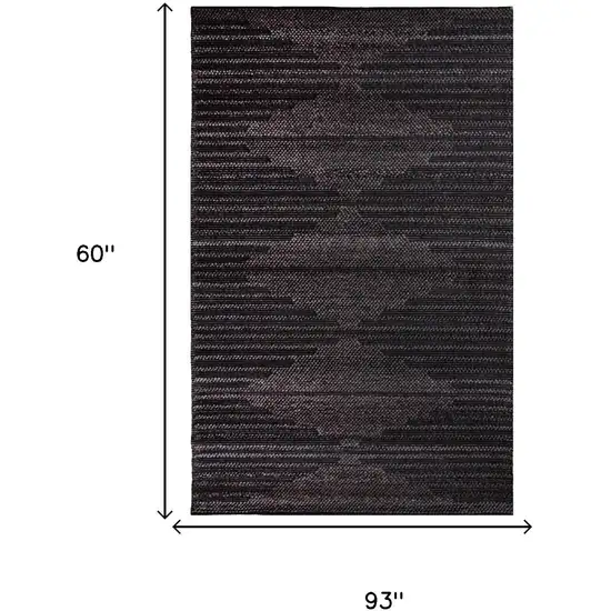 Charcoal And Gray Geometric Hand Woven Area Rug With UV Protection Photo 6
