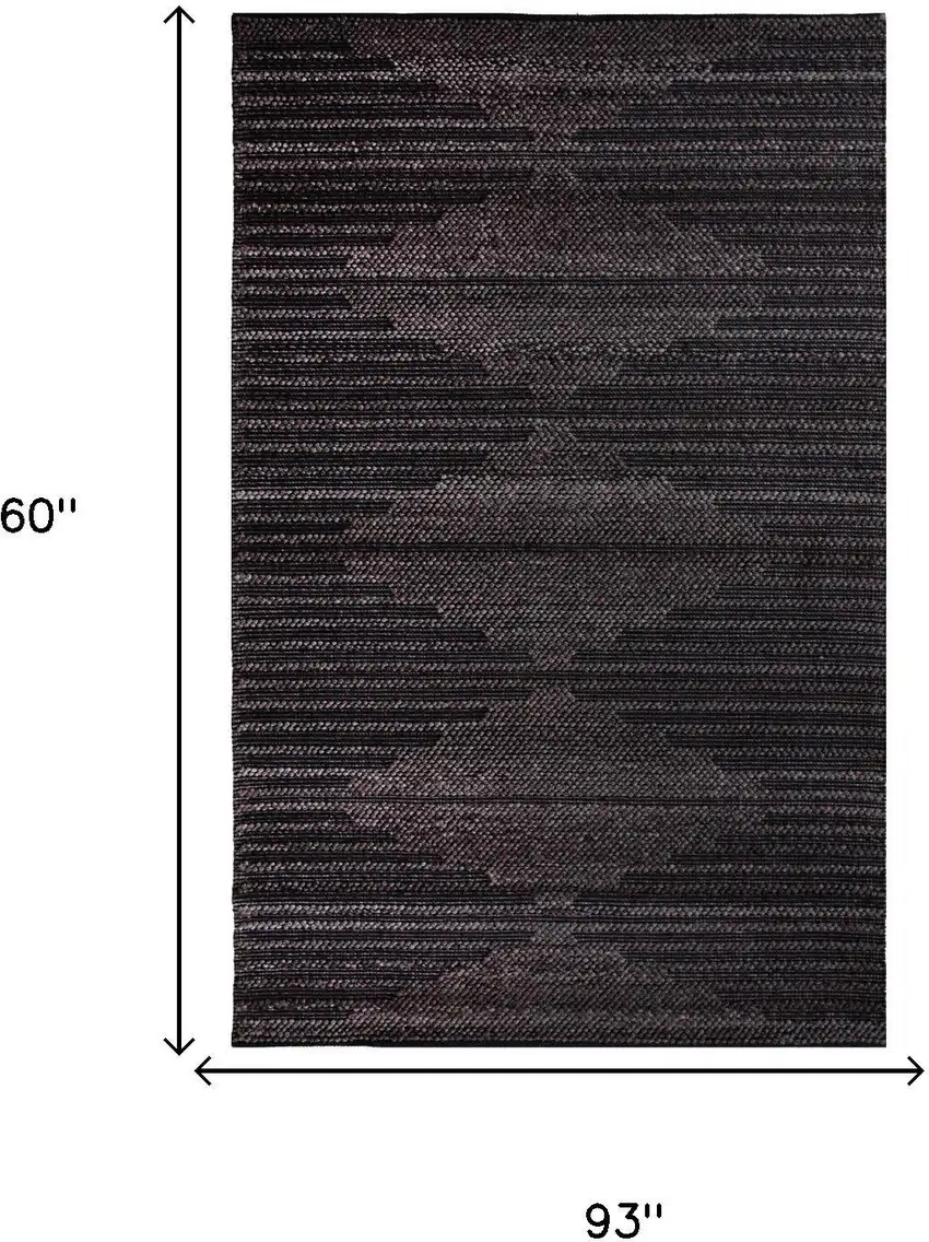 Charcoal And Gray Geometric Hand Woven Area Rug With UV Protection Photo 6