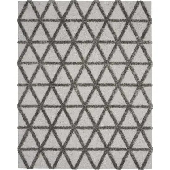 Charcoal And Gray Geometric Shag Area Rug Photo 2