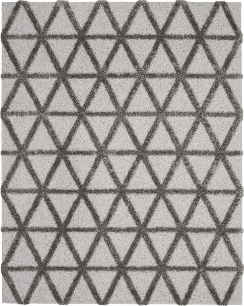 Charcoal And Gray Geometric Shag Area Rug Photo 2