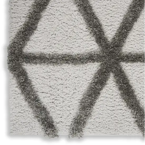 Charcoal And Gray Geometric Shag Area Rug Photo 9
