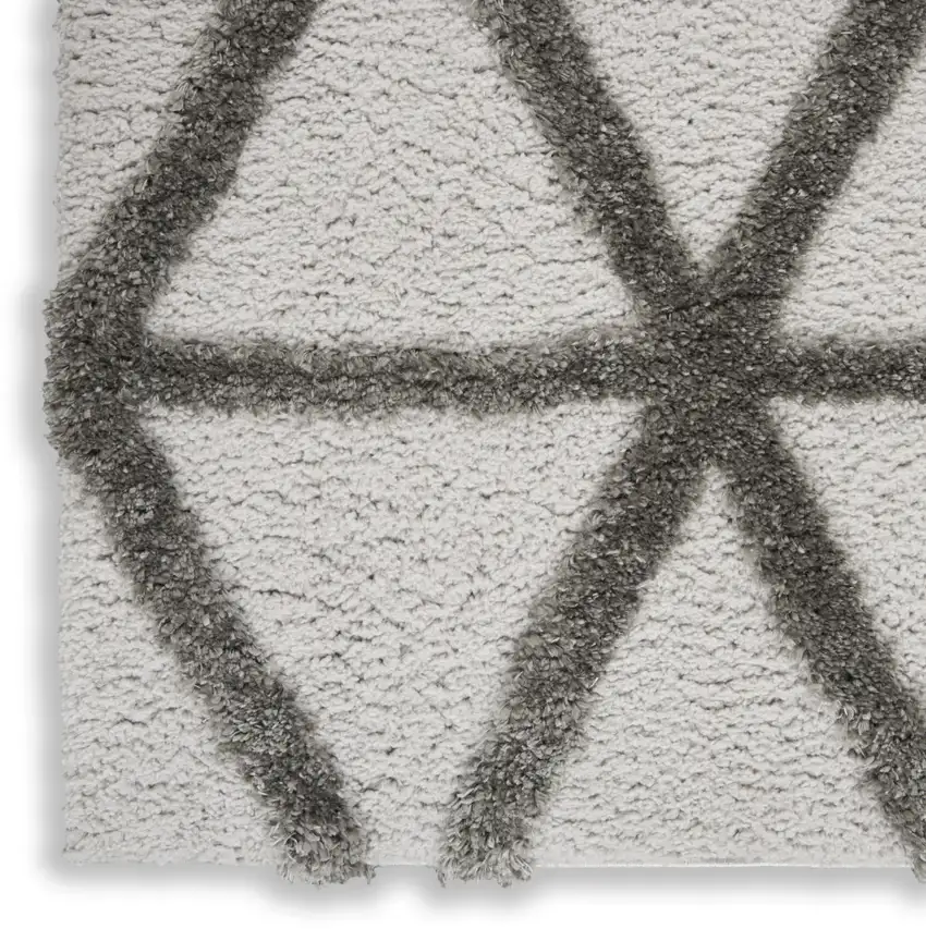 Charcoal And Gray Geometric Shag Area Rug Photo 9