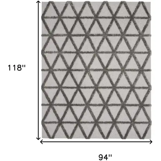 Charcoal And Gray Geometric Shag Area Rug Photo 3