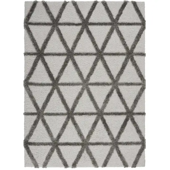 Charcoal And Gray Geometric Shag Area Rug Photo 2