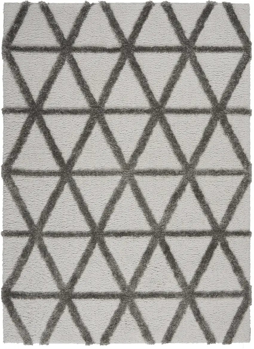 Charcoal And Gray Geometric Shag Area Rug Photo 2