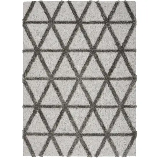 Charcoal And Gray Geometric Shag Area Rug Photo 3