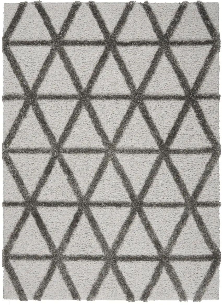 Charcoal And Gray Geometric Shag Area Rug Photo 3