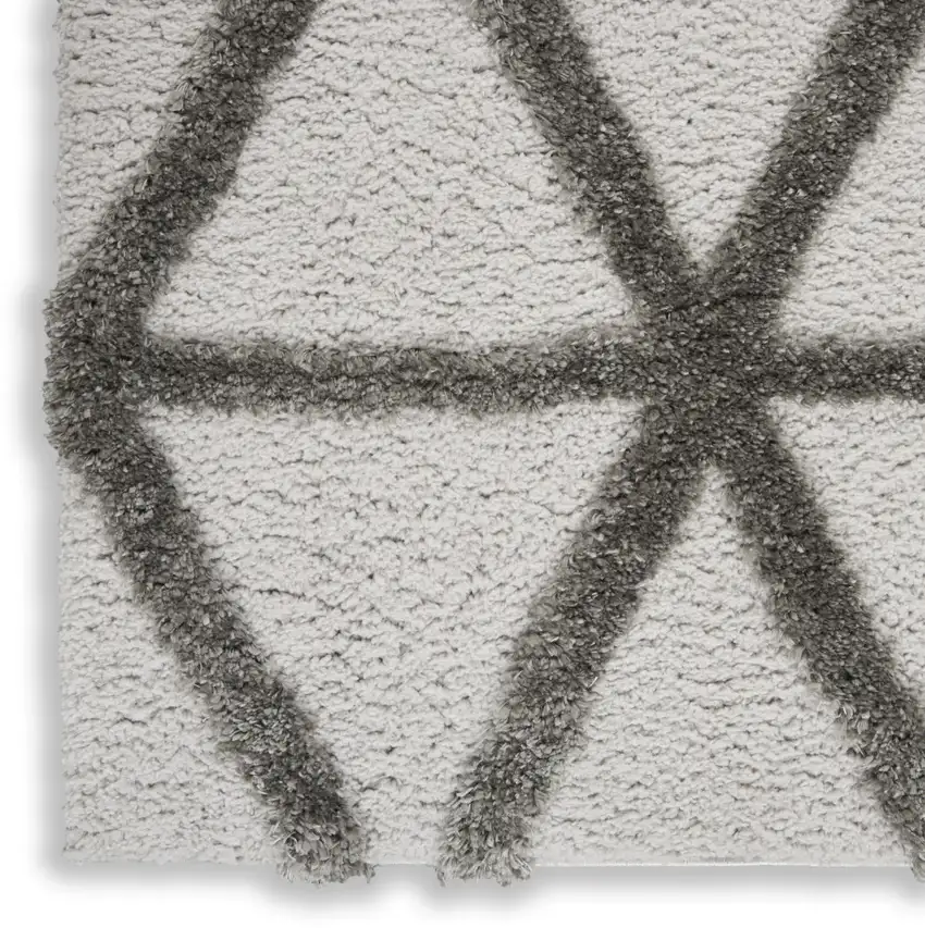 Charcoal And Gray Geometric Shag Area Rug Photo 9