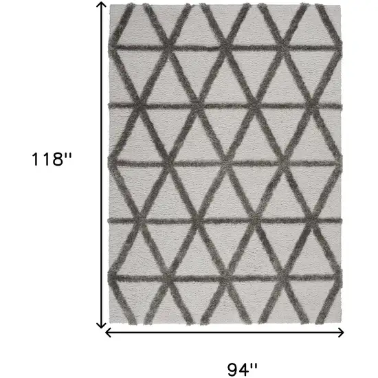 Charcoal And Gray Geometric Shag Area Rug Photo 3