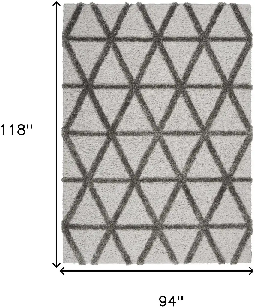 Charcoal And Gray Geometric Shag Area Rug Photo 3