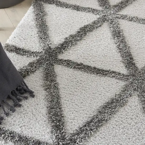 Charcoal And Gray Geometric Shag Area Rug Photo 8