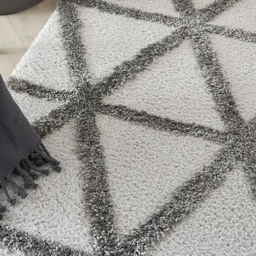 Charcoal And Gray Geometric Shag Area Rug Photo 8