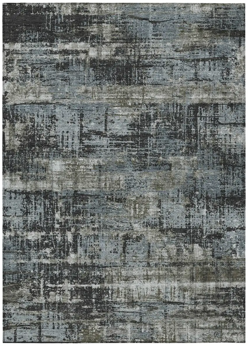 Charcoal And Gray Geometric Washable Indoor Outdoor Area Rug Photo 1