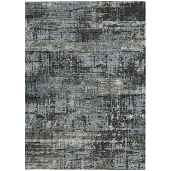 Charcoal And Gray Geometric Washable Indoor Outdoor Area Rug Photo 4