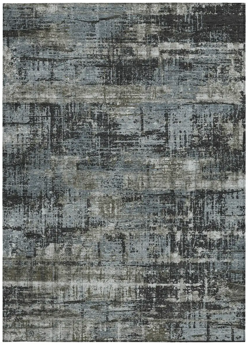 Charcoal And Gray Geometric Washable Indoor Outdoor Area Rug Photo 3