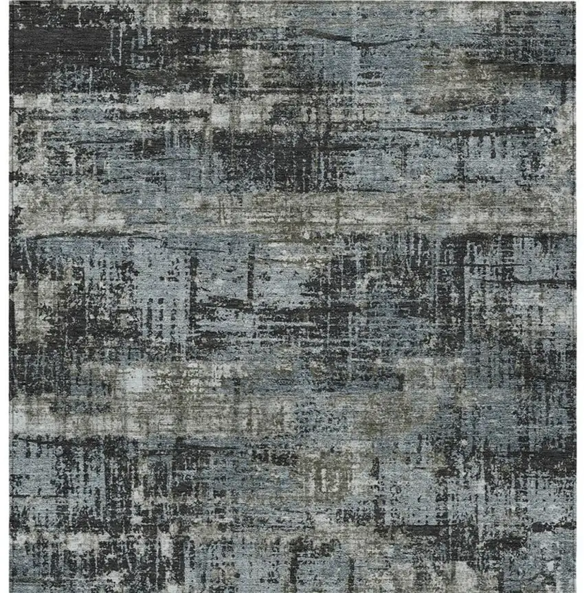 Charcoal And Gray Geometric Washable Indoor Outdoor Area Rug Photo 4