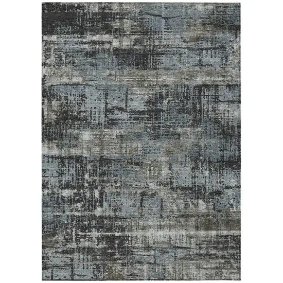 Charcoal And Gray Geometric Washable Indoor Outdoor Area Rug Photo 1