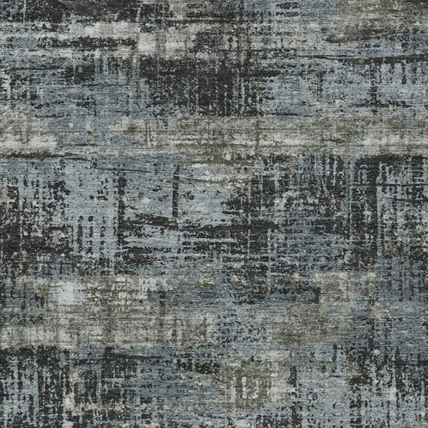 Charcoal And Gray Geometric Washable Indoor Outdoor Area Rug Photo 4