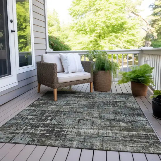 Charcoal And Gray Geometric Washable Indoor Outdoor Area Rug Photo 8