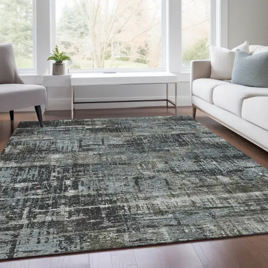 Charcoal And Gray Geometric Washable Indoor Outdoor Area Rug Photo 7