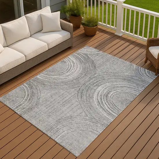 Charcoal And Gray Geometric Washable Indoor Outdoor Area Rug Photo 4