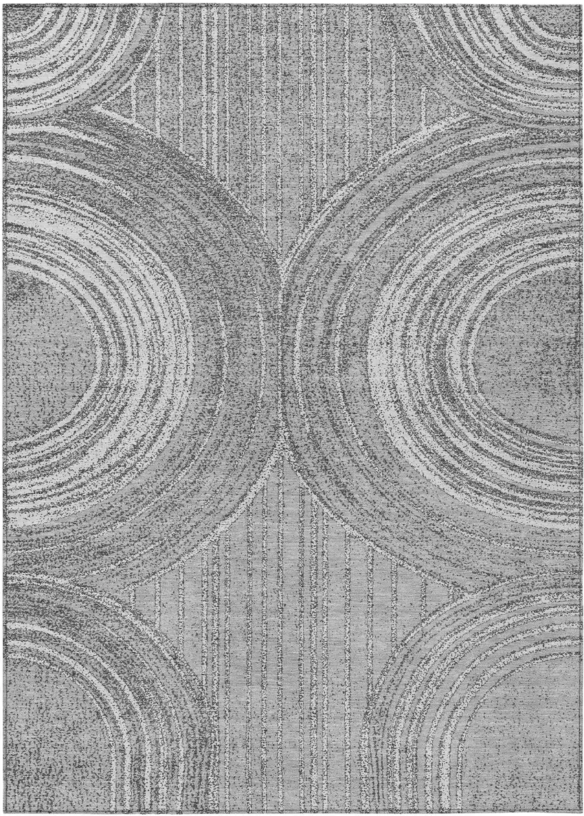 Charcoal And Gray Geometric Washable Indoor Outdoor Area Rug Photo 9