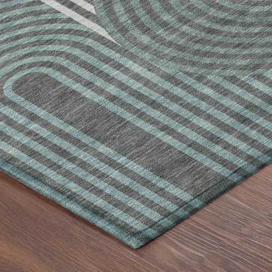 Charcoal And Gray Geometric Washable Indoor Outdoor Area Rug Photo 5