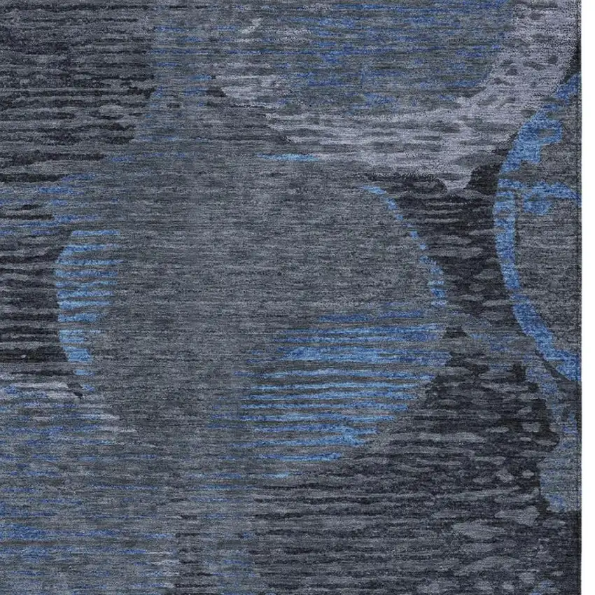 Charcoal And Gray Geometric Washable Indoor Outdoor Area Rug Photo 3