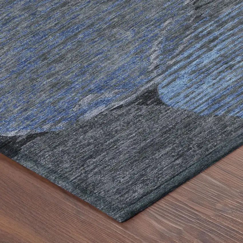 Charcoal And Gray Geometric Washable Indoor Outdoor Area Rug Photo 5