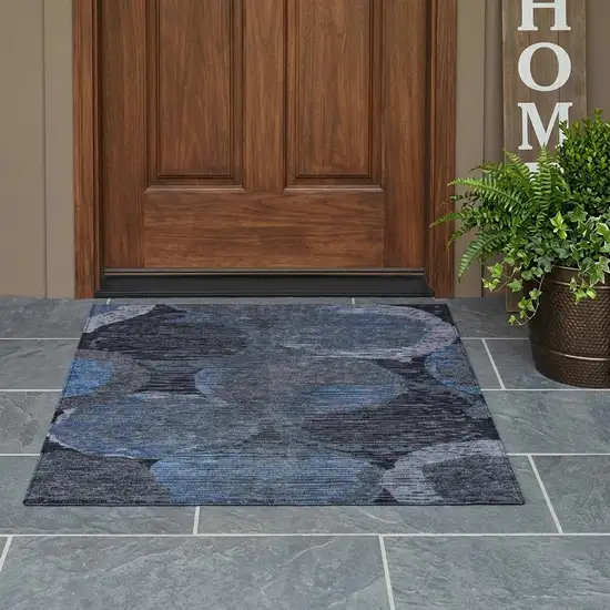 Charcoal And Gray Geometric Washable Indoor Outdoor Area Rug Photo 1