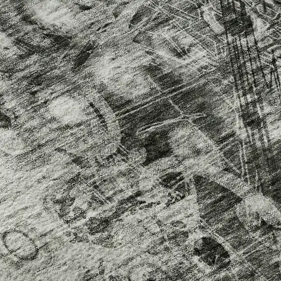 Charcoal And Gray Ikat Washable Area Rug With UV Protection Photo 8