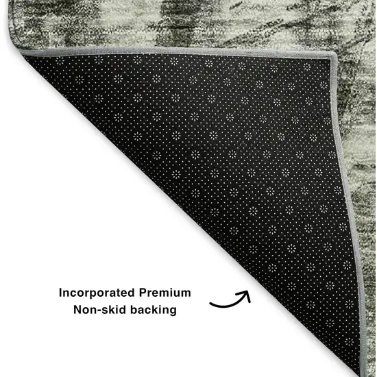 Charcoal And Gray Ikat Washable Area Rug With UV Protection Photo 5