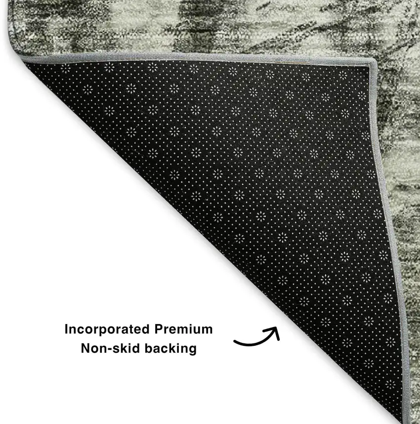 Charcoal And Gray Ikat Washable Area Rug With UV Protection Photo 5