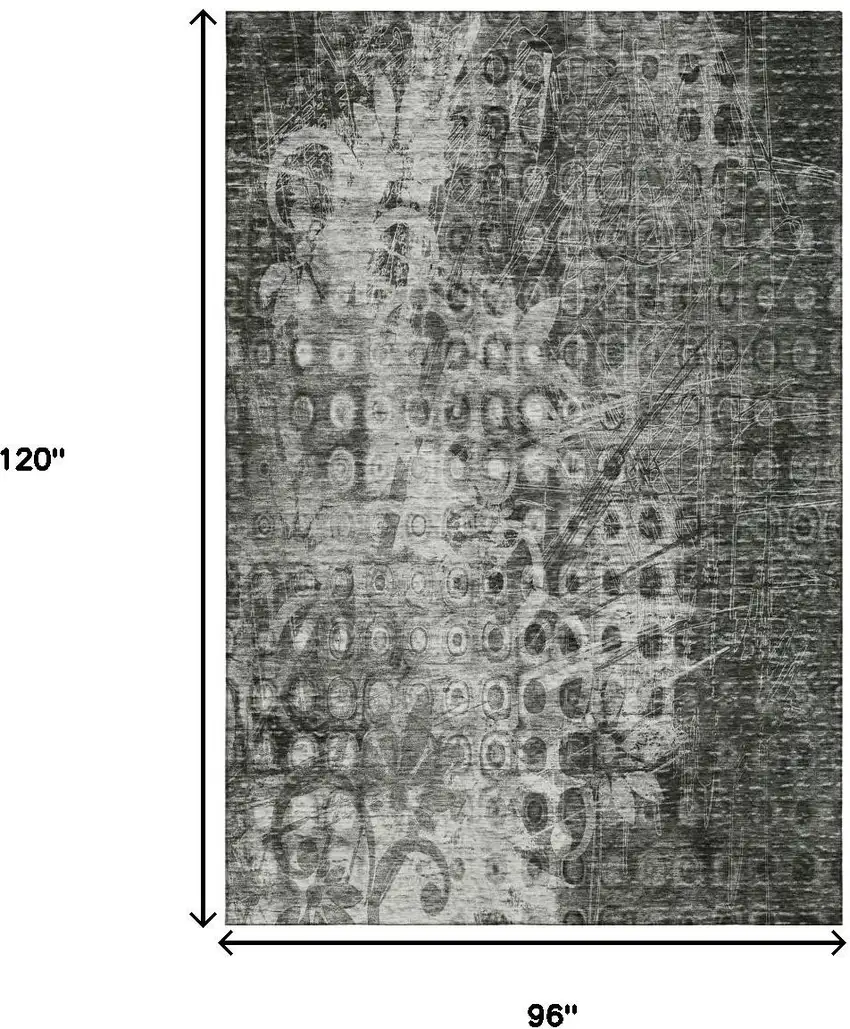 Charcoal And Gray Ikat Washable Area Rug With UV Protection Photo 9