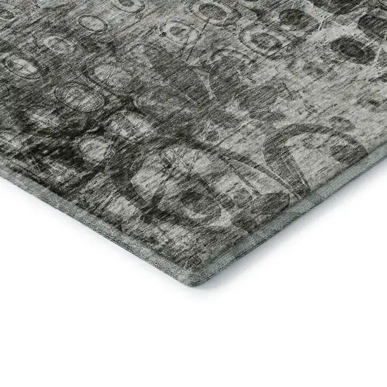 Charcoal And Gray Ikat Washable Area Rug With UV Protection Photo 6