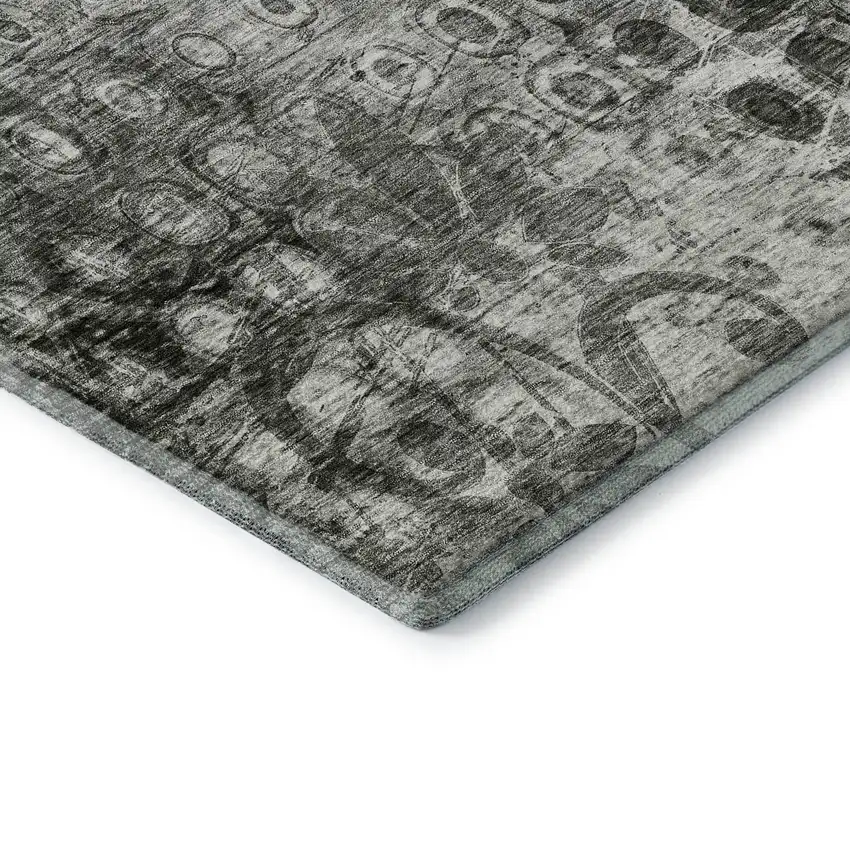 Charcoal And Gray Ikat Washable Area Rug With UV Protection Photo 5
