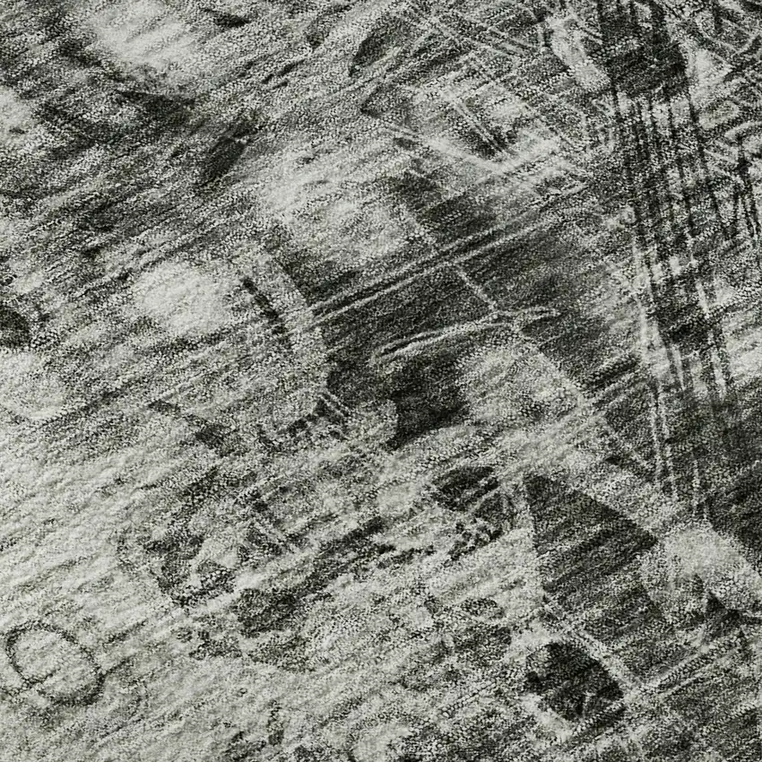 Charcoal And Gray Ikat Washable Area Rug With UV Protection Photo 7