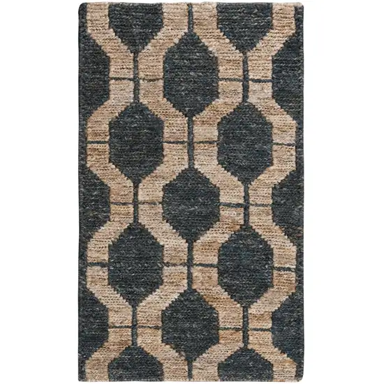 Charcoal And Gray Jute Trellis Hand Woven Area Rug Photo 4