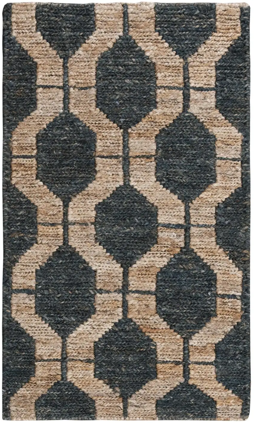 Charcoal And Gray Jute Trellis Hand Woven Area Rug Photo 4