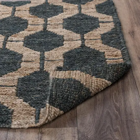 Charcoal And Gray Jute Trellis Hand Woven Area Rug Photo 7