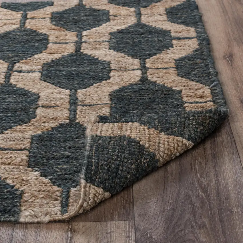 Charcoal And Gray Jute Trellis Hand Woven Area Rug Photo 7