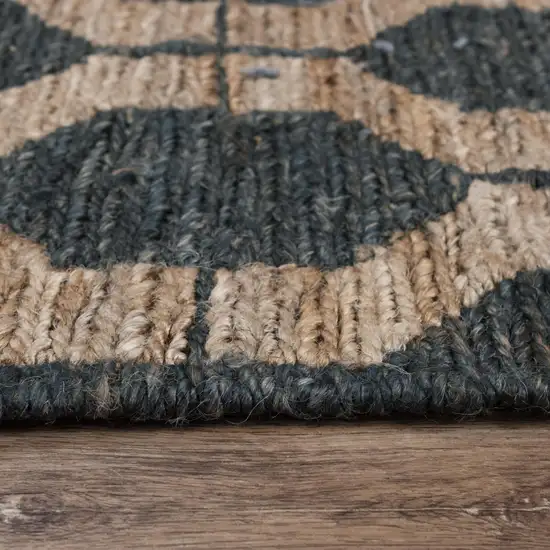 Charcoal And Gray Jute Trellis Hand Woven Area Rug Photo 6