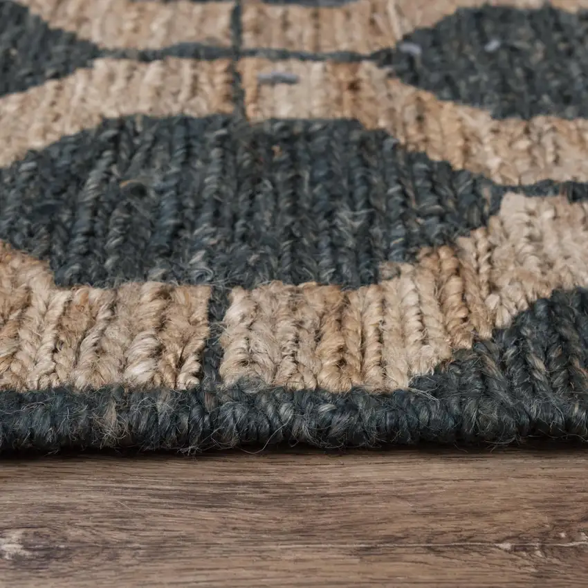Charcoal And Gray Jute Trellis Hand Woven Area Rug Photo 6