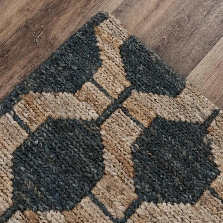 Charcoal And Gray Jute Trellis Hand Woven Area Rug Photo 3