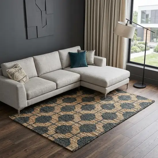 Charcoal And Gray Jute Trellis Hand Woven Area Rug Photo 1