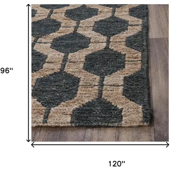 Charcoal And Gray Jute Trellis Hand Woven Area Rug Photo 8