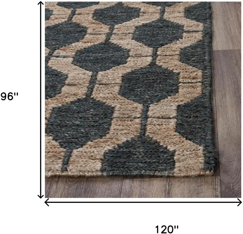 Charcoal And Gray Jute Trellis Hand Woven Area Rug Photo 8