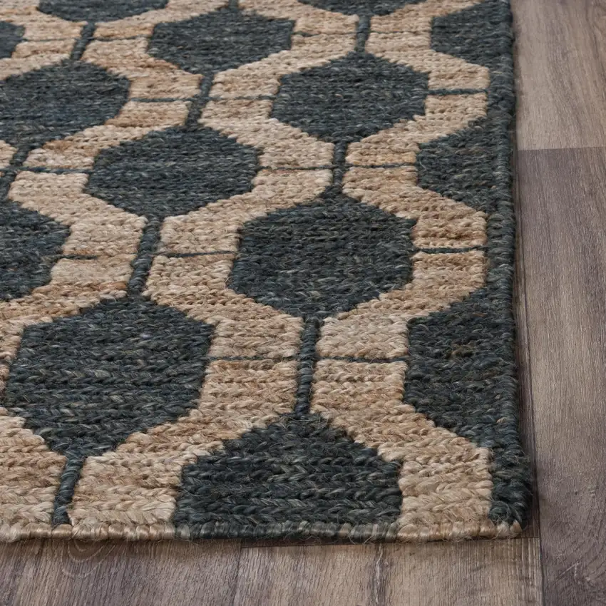 Charcoal And Gray Jute Trellis Hand Woven Area Rug Photo 2