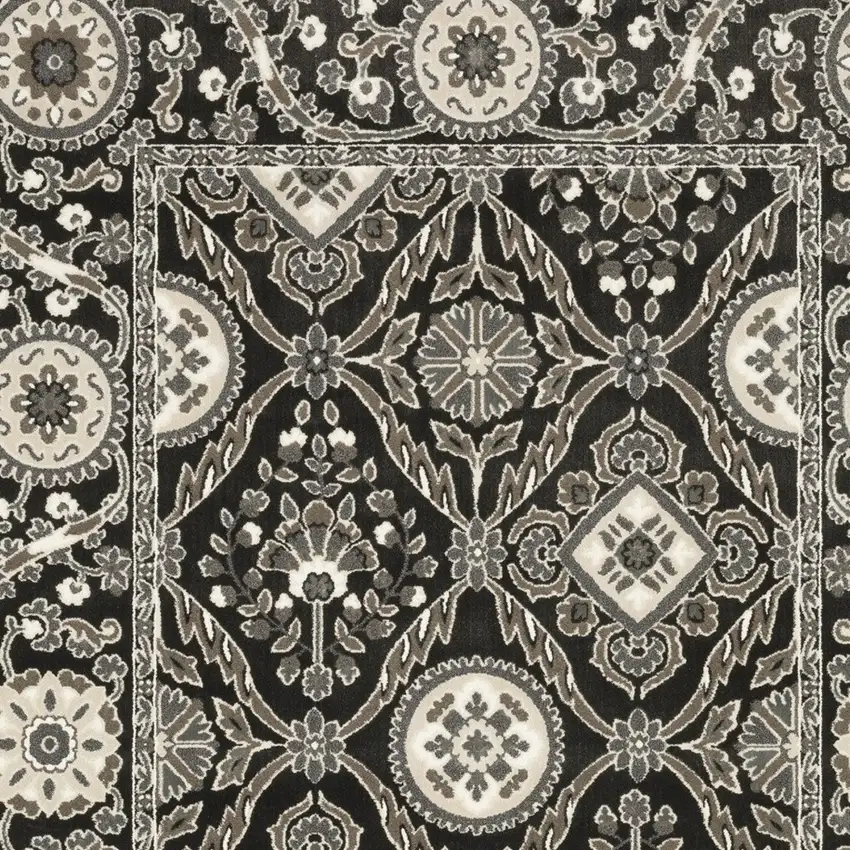 Charcoal And Gray Oriental Area Rug Photo 8